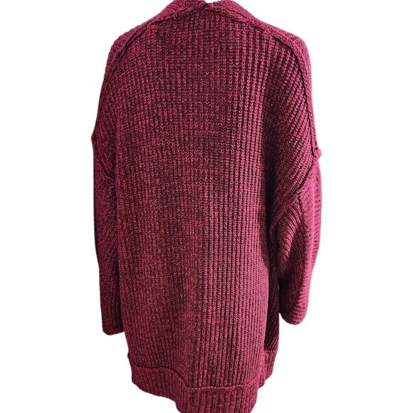 Free People Womens Open Front Long Sleeves Chunky Knit High Hopes Cardigan Red M - Picture 9 of 11